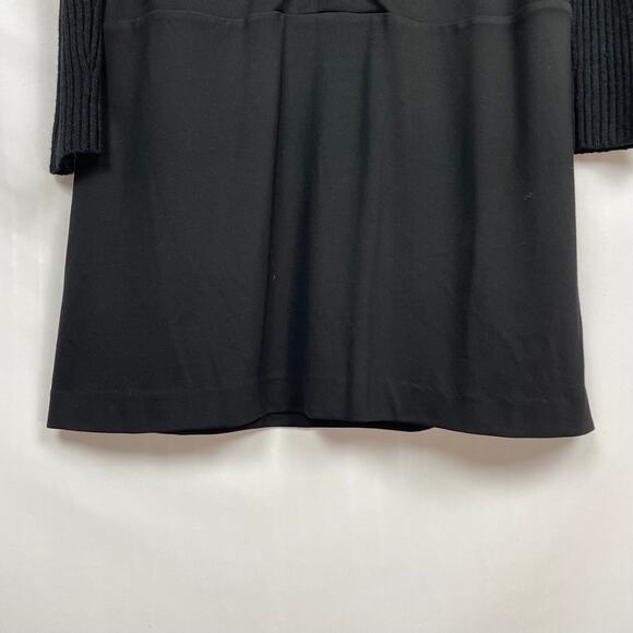 Loft Mixed Material Dress Sz 12 Black Ribbed Knit Wool Rabbit Hair Sweater - Picture 8 of 11
